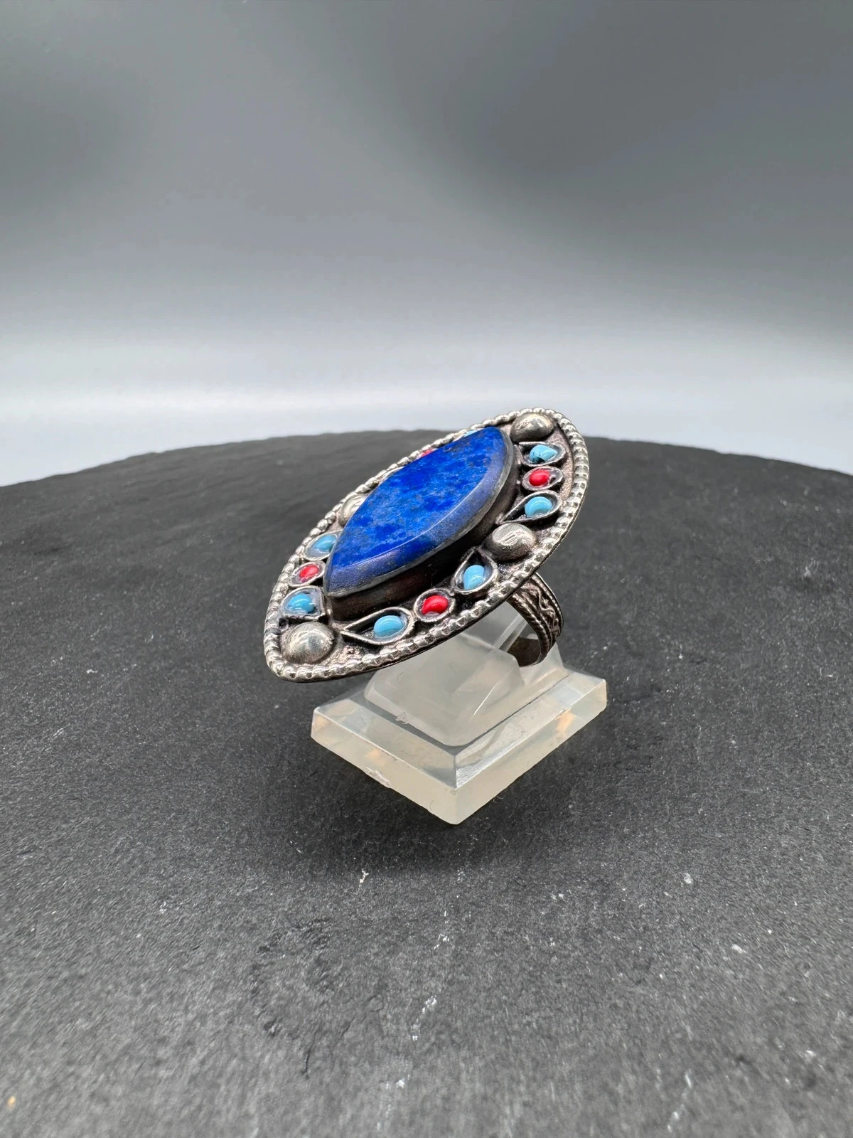 Bague en pierre semi précieuse lapis lazuli,bague homme et bague femme en pierre lapis lazuli
